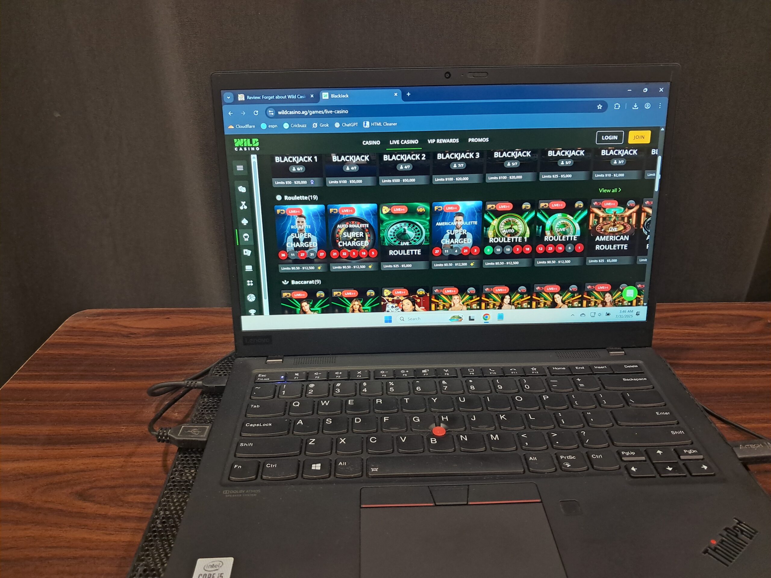 picture of live casino games offered by wildcasino.ag