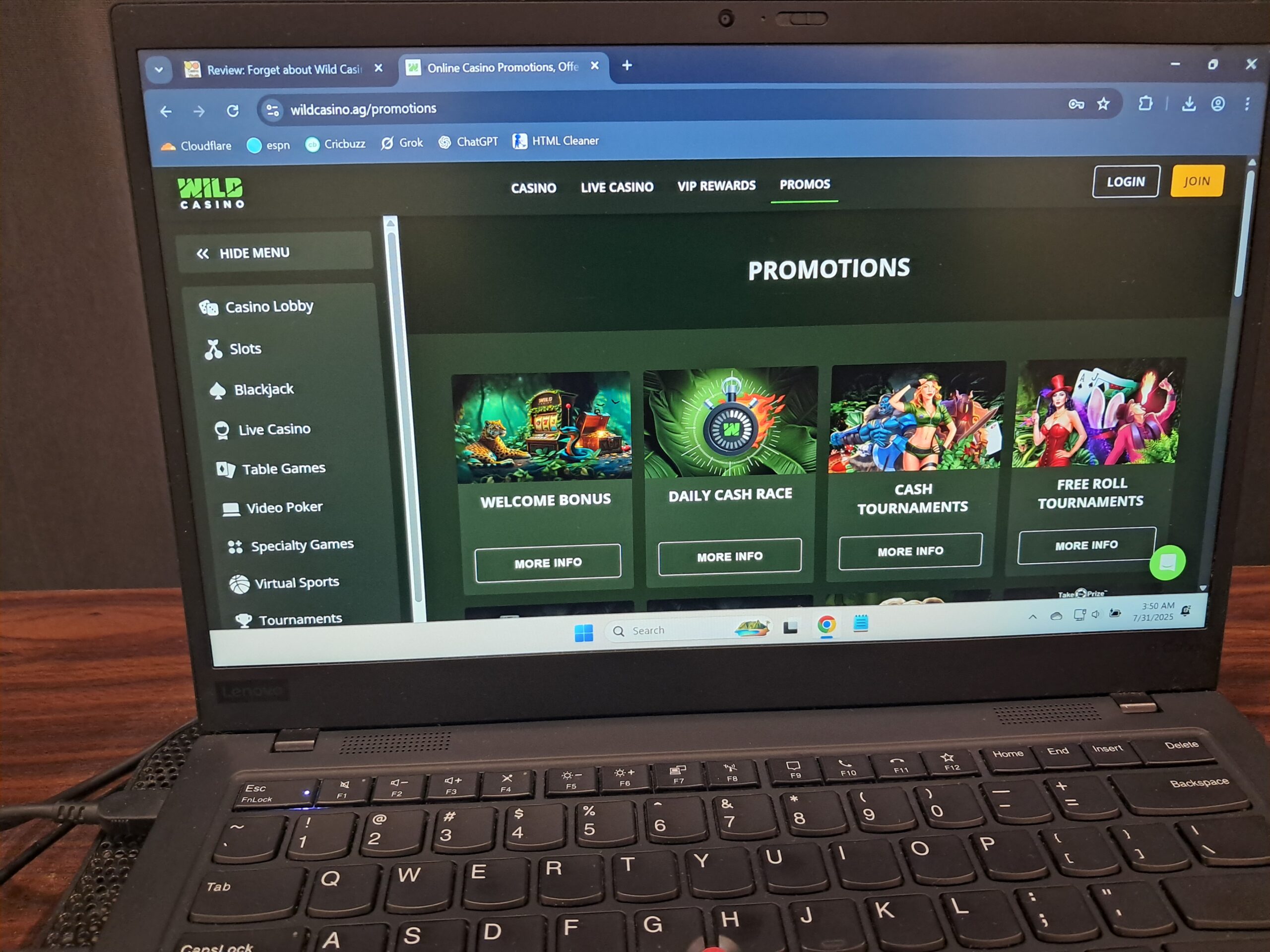 Picture of wildcasino.ag bonuses and promotion offerings