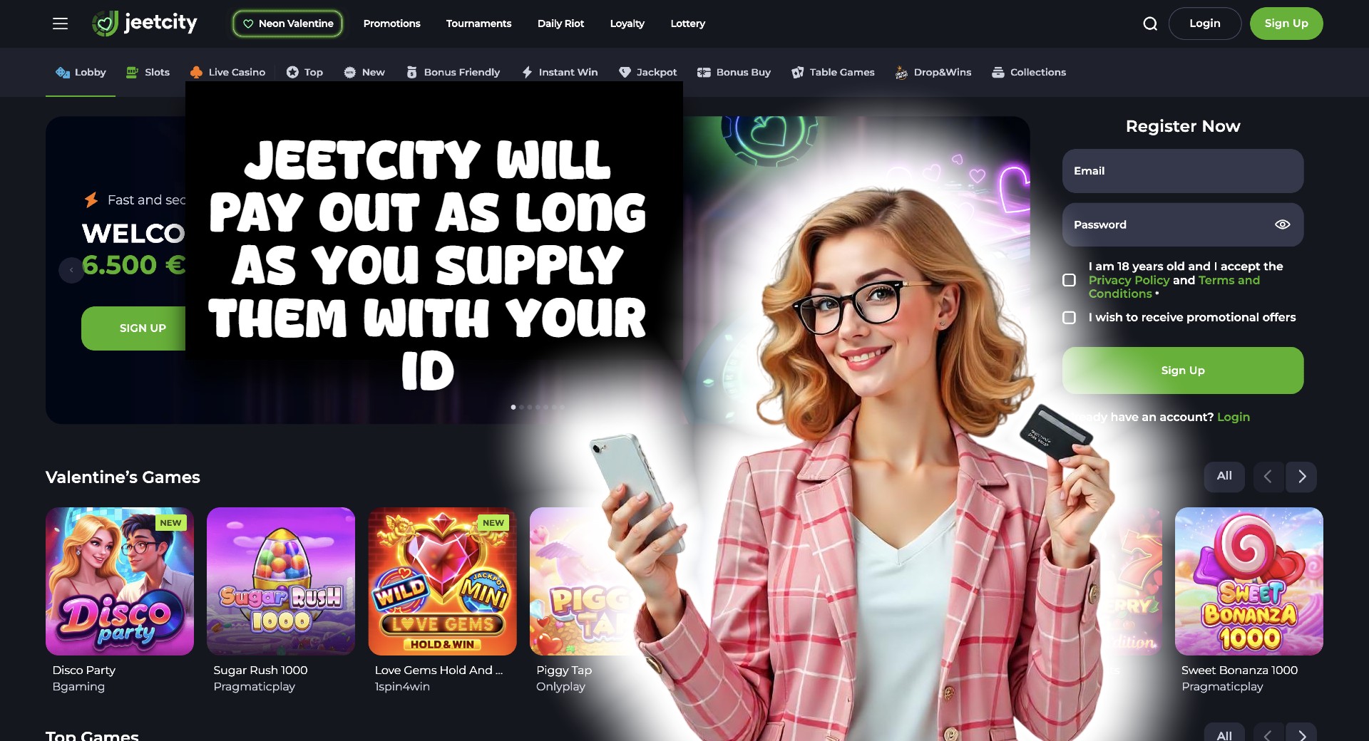 JeetCity Casino doesn't have problems paying out as long as its KYC rules are complied with. Image: Casino Visuals